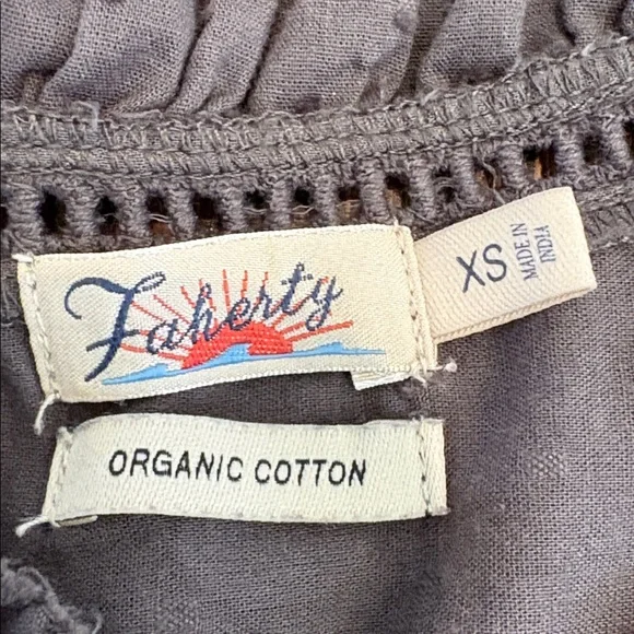 Faherty Willa Blouse Organic Cotton Beautiful Details Size XS - Picture 7 of 8